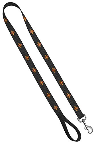 Moose Pet Wear Dog Leash - Iowa State University Cyclones Pet Leash, Made in The USA - 3/4 Inch Wide x 6 Feet Long, Logo on Carbon Fiber