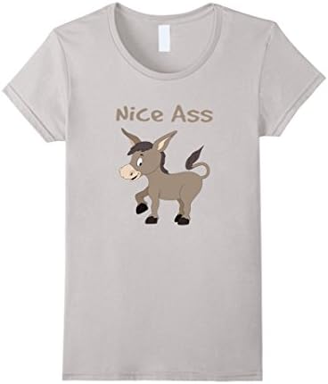 Women's Nice Ass Funny Donkey T-Shirt Novelty Burro Tee Small Silver