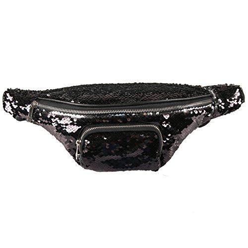 black sequin fanny pack