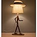 VOGLEE Novelty Cool DIY Desk Lamp for Kids Bedroom Adjustable Beside Table Lamp Swing Arm Wood Nightstand Light Living Room Dorm (Wooden)