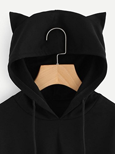 Big Promotion! FarJing Womens Cat Ear Long Sleeve Hoodie Sweatshirt Hooded Pullover Tops Blouse (M, Black) - Thumbnail 2