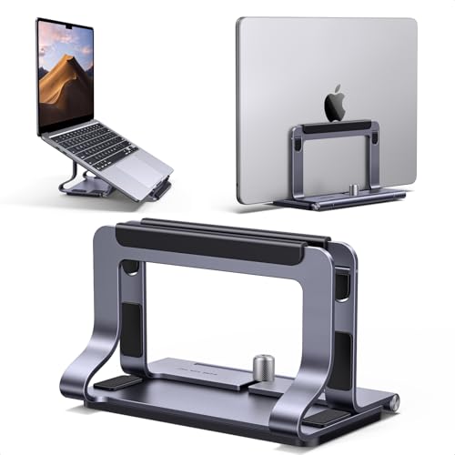 Soporte Vertical Horizontal 2 en 1 para Computadora Portátil Gris