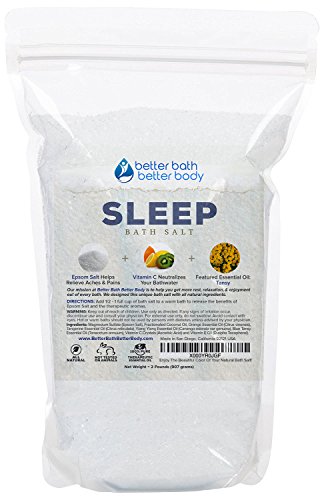 Sleep Bath Salt 32oz (2-Lbs) - Epsom Salt Bath Soak With Tansy Essential Oils & Vitamin C - All Natural, No Perfumes No Dyes - Get A Better Nightâ€™s Sleep Naturally With This Epsom Bath Soak