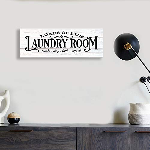 Kas Home Vintage Laundry Room Sign Canvas Wall Art Rustic Laundry