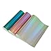 3 Pieces 8x12 Inch Holographic Faux Leather Fabric Sheets Including Blue Silver Pink Colors for Hair Bows Making, Headband Making, Hair Clips Making, Kids' Crafts Making, Bag Make