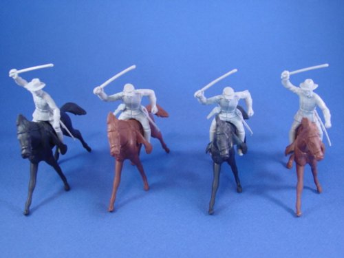 Civil War Toy Soldiers Marx Battle of the Blue & Gray Playset Confederate Cavalry 8-piece Set with Horses