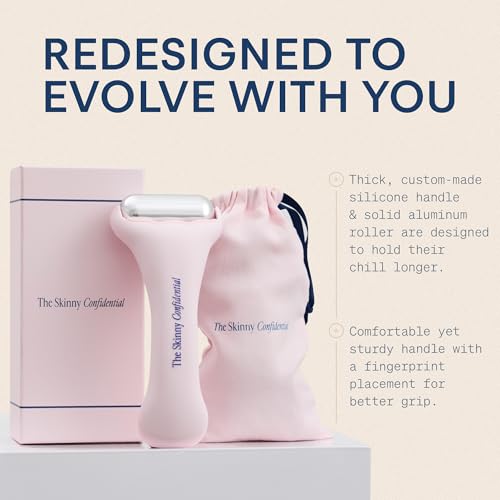 The Skinny Confidential Ice Roller for Face – Stainless Steel Ice Face Roller to Reduce Puffiness, Redness & Headaches – Cooling Facial Roller for Skin Care - Beauty & Spa-Like Experience at Home