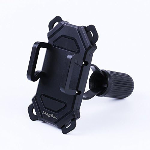 MagBac Universal Bike Phone Mount Cell Phone Holder Bicycle Handlebar Holder Cradle Clamp with 360 Degrees Rotate for iPhone 7 Smartphones GPS and Other Devices.
