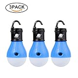 Biange Portable LED Tent Light Blub with Switch (3 pack) for Camping, Party, Hiking, Fishing, Hurricane, Storm, Outage, Emergency (Blue)