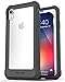 ENCASED Protective Clear Case for iPhone Xr, Transparent Heavy Duty Cover with Tempered Glass Screen Protector (Clear/Black)