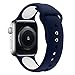 EloBeth iWatch Band 44mm 42mm, Soft Silicone Sport Replacement Wrist Strap Stripe Color Splicing Compatible Apple Watch Series 4/3/2/1 Nike+ Sport Edition Smart IWatch (Stripe-Blue/White, 44/42mm)