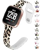 Allbingo Thin Bands Compatible with Fitbit Versa/Versa 2/Lite/SE,Cute Slim Women Feminine Narrow Floral Print Replacement Strap Accessories Silicone Wrist Band Small Large
