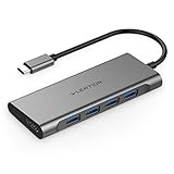 LENTION USB-C Multi-Port Hub with 4K HDMI Output, 4 USB 3.0, Type C Charging Adapter Compatible MacBook Pro 13/15/16 (Thunderbolt 3 Port), 2018 2019 Mac Air, Chromebook, Surface Go, More (Space Gray)