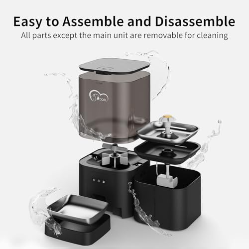 DOEL 2-in-1 Automatic Cat Feeder and Water Dispenser, Large-Capacity 6L Dry Food Dispenser + 2.5L Water Dispenser with App Control, Voice Recording, Scheduled Feeding for Cats and Small Dogs (Black)