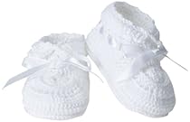 Jefferies Socks Baby-Girls Infant Hand Crochet Bootie, White/White, Newborn