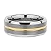 100S JEWELRY Tungsten Rings for Men Two Tone Silver Wedding Bands Gold Grooved Matte Finish Size 6-16