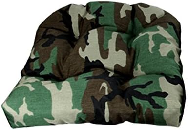 CC Outdoor Living 19" Tufted Wicker Furniture Patio Chair Seat Cushion - Woodland Terrace Camo