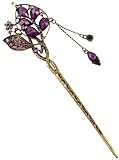 FOONEE Women Girls Retro Peacock Tassels Alloy Hair Pin Hair Stick,Purple