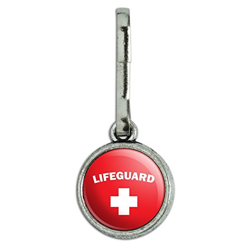 Lifeguard Red and White Antiqued Charm Clothes Purse Suitcase Backpack Zipper Pull Aid