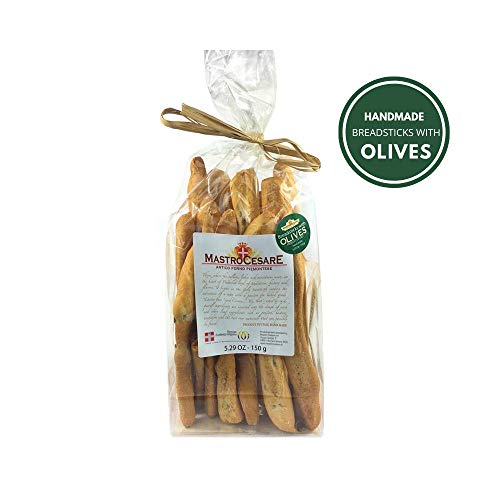 Handmade Italian OLIVE BREADSTICKS 5.29oz of Fun | 100% Organic Ingredients and Extra Virgin Olive Oil | Perfect for Parties and Finger Food | Imported From Italy | Mastro Cesare | Handmade Italian