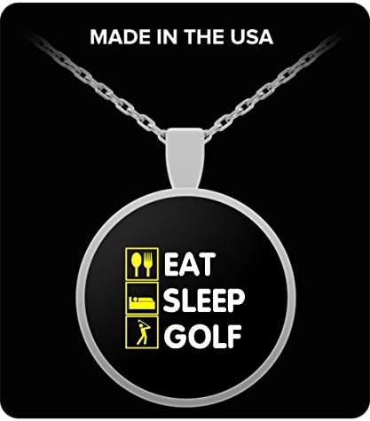 Eat Sleep Golf Funny Golfing Gift Dad Grandpa Gift Necklace