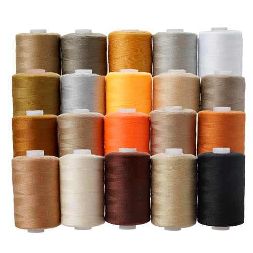 Sewing Thread Kit 20 Colors Polyester Sewing Thread Earth Tone Color Series 1000 Yards Per Spool for Hand Sewing,Quilting,Sewing Machine and Embroidery Use