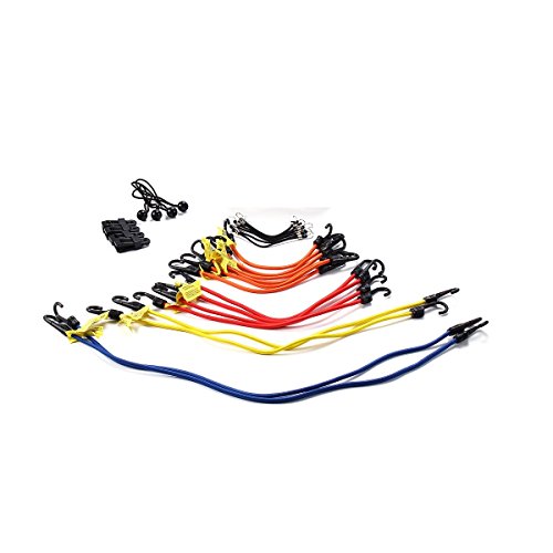 Autofonder Bungee Cords Assortment Including Ball Bungees and Tarp Clips - 28 Piece Premium Heavy Duty Tie Down Pack - UV Resistant Industrial Grade Shock Cord - GS Certified Bungee Straps