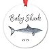 Baby Shark Ornament Holiday 2019 Christmas Ceramic Collectible Christmas Tree Decoration Present for First Time New Parents Newborn Infant 3
