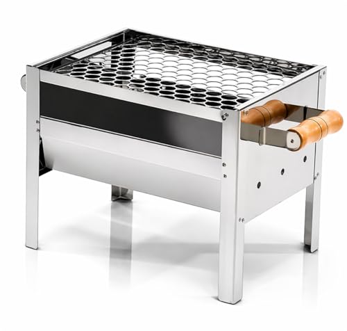 Churrasqueira A Carvao Portatil Inox Pequena Versão Mini Estrutura Robusta Em Aço Inoxidável Com Grelha Para Camping e Praia [ K-SELL IMPORTS ]