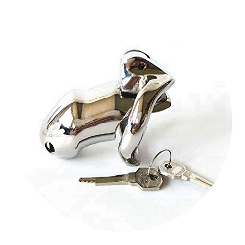 Male Chastity Device Stainless Steel Chastity Cage with Arc-Shaped Sex Toys Virginity Lock,S 38mm,L40mm