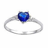 Jacinda: Heart-cut Simulated Blue Sapphire and IOF CZ Promise Friendship Ring Silver, 3144