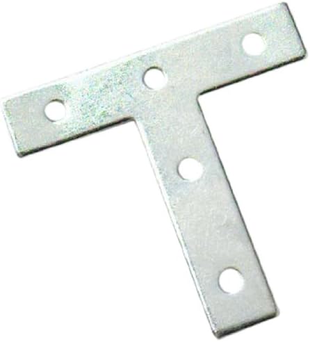 Merriway® BH01193 (8 Pcs) Tee Shaped Repair Plates Brackets Braces Zinc Plated, 100 mm (4 inch) - Pack of 8 Pieces