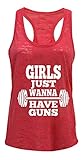 Tough Cookie's Women's Girls Just Wanna Have Guns Workout Burnout Tank Top (Medium, Coral)