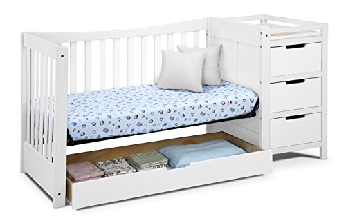 image for Storkcraft Graco Remi 4-in-1 Convertible Crib and Changer, White, Easi