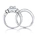 BERRICLE Sterling Silver Halo Wedding Engagement Rings Round Cubic Zirconia CZ Art Deco Ring Set for Women, Rhodium Plated Size 4-10