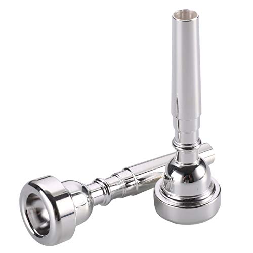 COOLOOK Trumpet Mouthpieces Set 3C 5C 7C (3 Pack) for Yamaha Bach Conn King Replacement Musical Instruments Accessories, Silver Plate with Microfiber Cleaning Cloth and Cleaning Brush