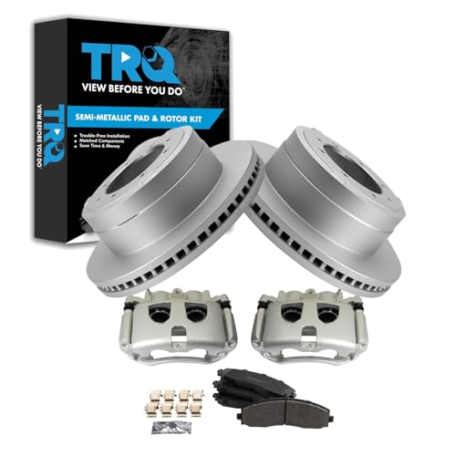 TRQ Rear Brake Pad, Caliper, & Rotor Kit Semi-Metallic Compatible with 2013-201…
