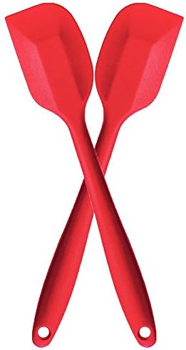 Spatulas Silicone Heat Resistant, Heat Resistant 450F Stainless Steel Core Non-Stick Silicone Rubber BPA Free Pro Food Grade - Versatile Cooking, Mixing - 2 in Red
