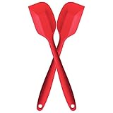 Spatulas Silicone Heat Resistant, Heat Resistant 450F Stainless Steel Core Non-Stick Silicone Rubber BPA Free Pro Food Grade - Versatile Cooking, Mixing - 2 In Red