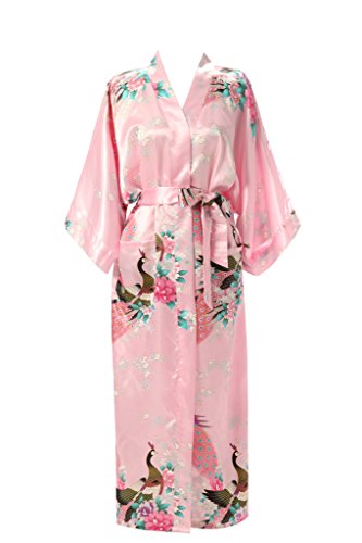 J.ROBE Women s Kimono Robe Long Printed Lotus Kimono Robe Silk with Pockets