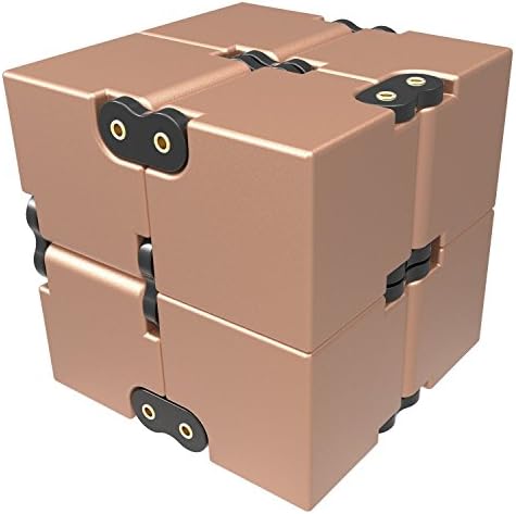 Fidget Cube With Aluminum Alloy Infinity Cube Rubik's Cube Anti-Stress/Anti-anxiety Easy Carrying Finger Cube Stress Reliever Luxury Quality Toy for Work,School,Class (Gold)