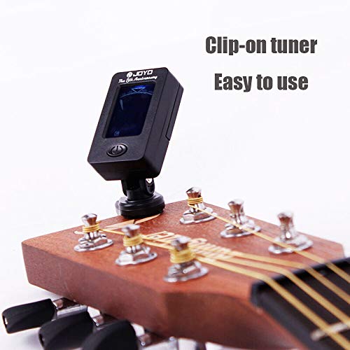 BDwing Guitar Tuner Clip-On Tuner Digital Electronic Tuner Acoustic with LCD Display for Guitar, Bass, Violin, Ukulele (4 PCS Picks Included) (Tuner + Capo)
