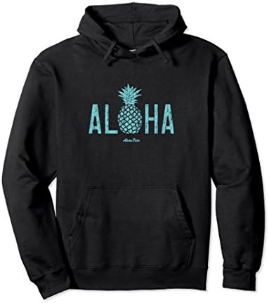 Unisex Aloha Pineapple Pullover Hoodie XL: Black