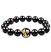 Areke 12mm Mens Glass Beads Bracelet Unisex Dragon King Pattern Beaded Stretch Bracelets