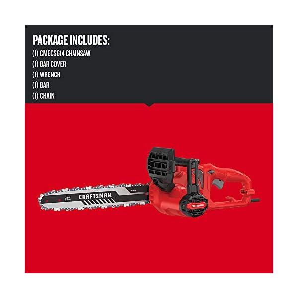 CRAFTSMAN Chainsaw, 14 Inch, 8 Amp, Corded (CMECS614) Battery Chainsaw