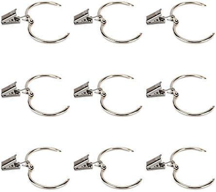 2.2 Inch Ring with Hook : Pack of 24 Rustproof Curtain Rings with Clips , Rings Can Easy Open and Close –Silver