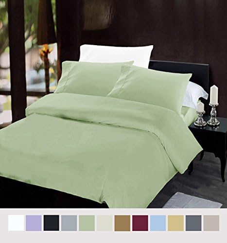 iCOVER BEDDING PLATINUM 1800 COLLECTION BRUSHED MICROFIBER BEDDING SET,Wrinkle,Fade resistant,3 Pc Bed Duvet Cover Set (Full/Queen,olive green):1 Duvet Cover (tie at corners)+2 standard Pillow Cases