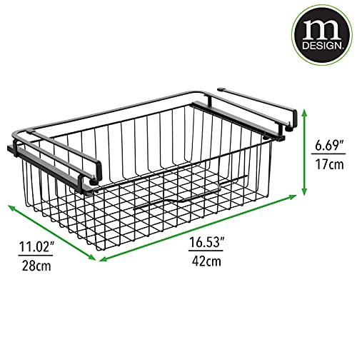 mDesign Large Metal Wire Hanging Pullout Drawer Basket Sliding Under
