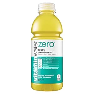 Image of vitaminwater zero reset, electrolyte enhanced water w/ vitamins, pineapple coconut drink, 20 fl oz