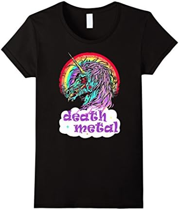 Women's Death Metal Unicorn TShirt Large Black